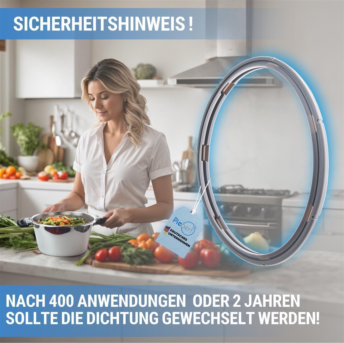 3x Dichtung 39156 22cm für Fissler Vitaquick, Vitavit Comfort, Vitavit Premium, Vitavit edition Schnellkochtöpfe, Deckel-Dichtungsring, grau, Silikon, 22cm Innendurchmesser, 24,5cm Außendurchmesser, baugleich zu 600-000-22-795/0