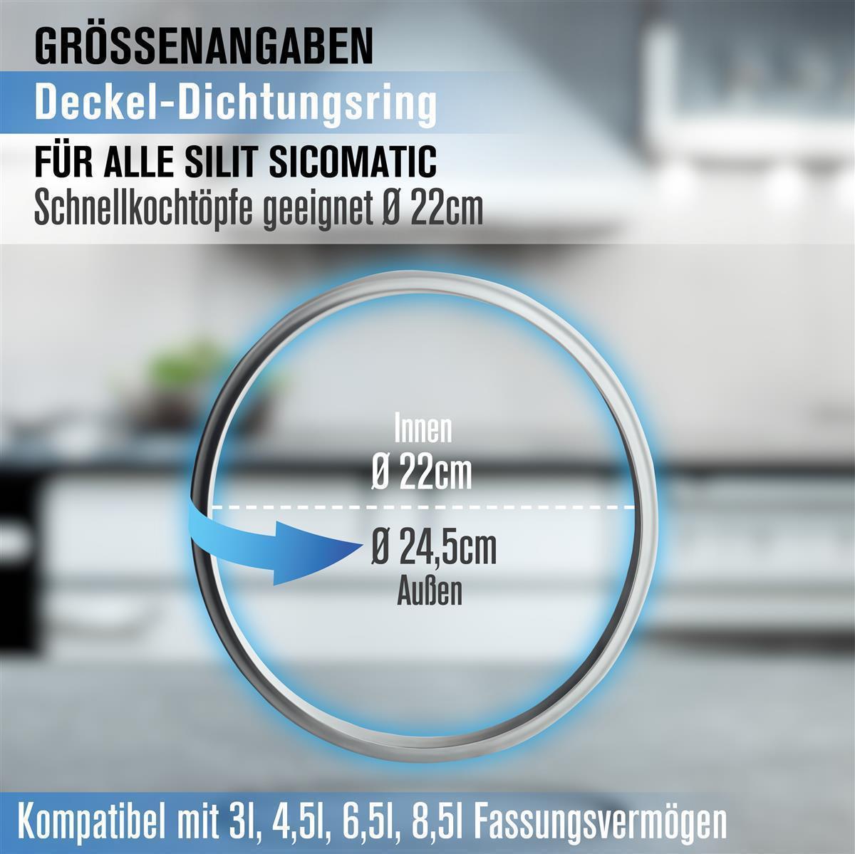 Piebert Dichtungsring 39154 22cm für Silit Sicomatic 3l, 4,5l, 6,5l, 8,5l Schnellkochtöpfe