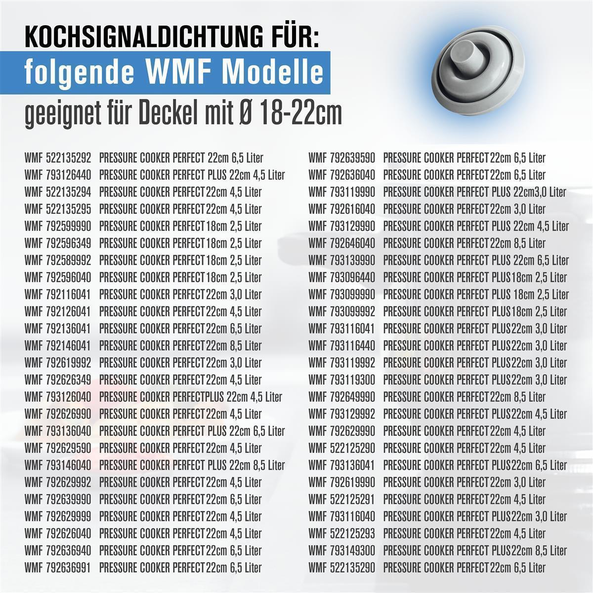 2x Kochsignaldichtung 39155 für WMF Perfect & Perfect Plus Schnellkochtöpfe 2,5L-8,5L und 18-22cm