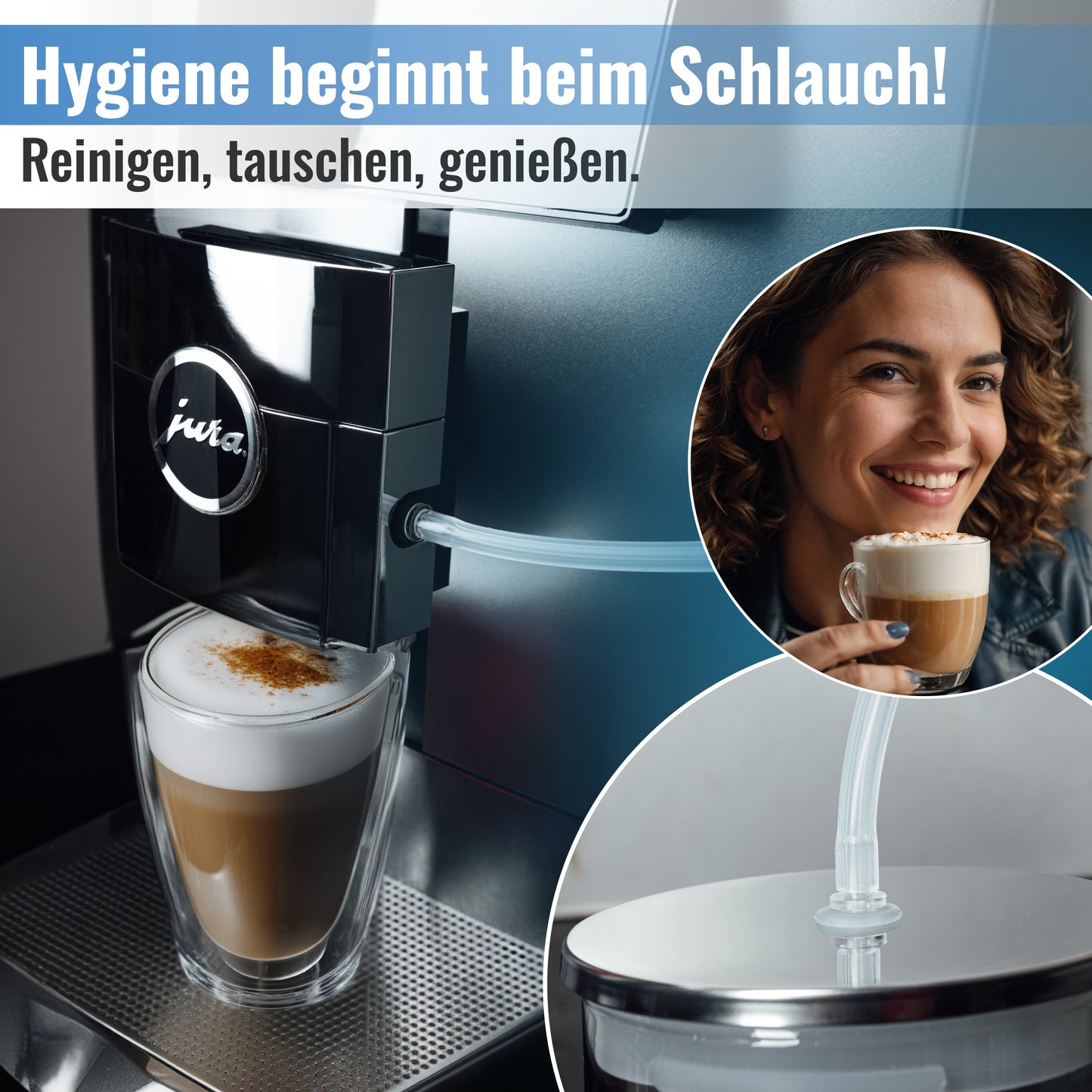 Milchschlauchset 200425 für Jura Kaffeevollautomaten (3x Milchschlauch 38cm, 6x Nippel, Reinigungsbürste) kompatibel mit Jura ENA E8, GIGA 6 10 W10, IMPRESSA J6 J8 J8twin Z5 Z6 Z7 Z8 Z9 Z10, S8 S80 WE8
